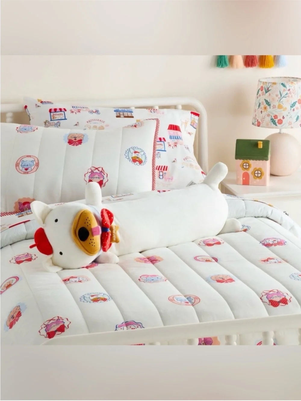 Pillowfort - Frenchie Kids' Long Weighted Plush Throw Pillow Cream new